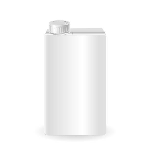 istock Vector 3d mock up of milk or juice box on white background. Carton liter package with cap isolated 877144678