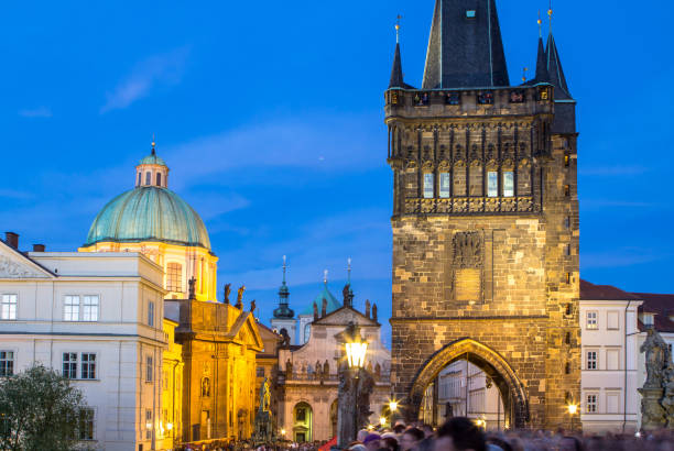 istock Charles Bridge tower architecture in twilight 877147460