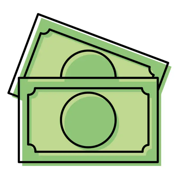 Vector illustration of bills dollars money icon