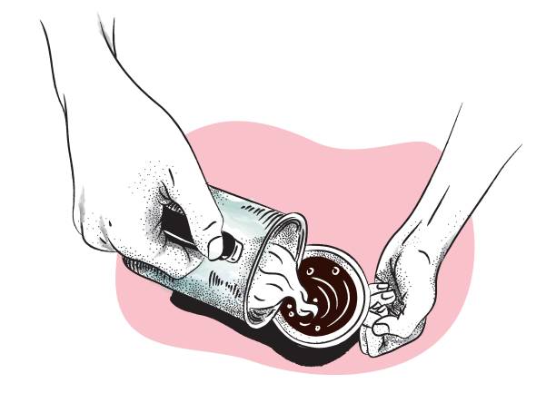 американский кофе / бармен - morning coffee coffee cup two objects stock illustrations