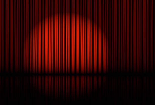 ilustrações de stock, clip art, desenhos animados e ícones de spotlight on stage curtain. vector. - curtain stage theater theatrical performance red