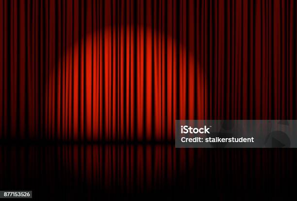 Spotlight On Stage Curtain Vector Stock Illustration - Download Image Now - Stage - Performance Space, Theatrical Performance, Stage Theater