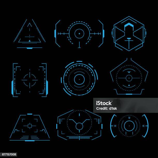 Jeu Futuriste En Forme De Croix Vecteurs libres de droits et plus d'images vectorielles de Cible - Matériel de sport - Cible - Matériel de sport, Technologie, Le Futur