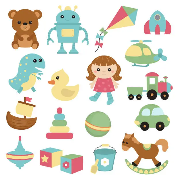 Vector illustration of Collection of toys icons