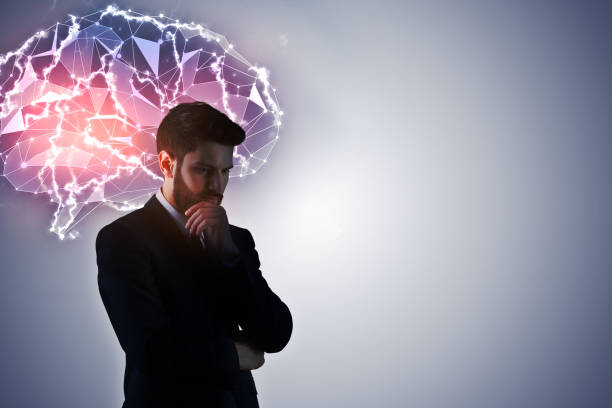 istock Thoughtful businessman with digital brain 877173766