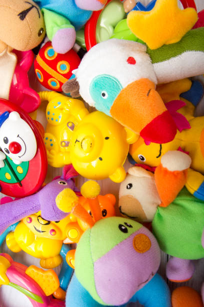 istock Set of colorful Kids toys frame. Copy space for text 877181476