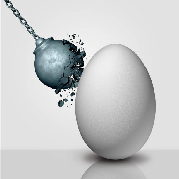 Inner Strength Inner strength concept and stamina or durability metaphor as a wrecking ball being destroyed by an egg as a durability and persistence icon as a 3D render. durability stock pictures, royalty-free photos & images