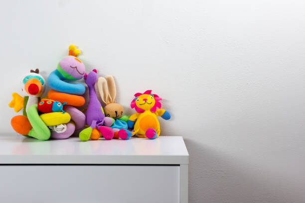 istock Set of colorful Kids toys frame. Copy space for text 877183620