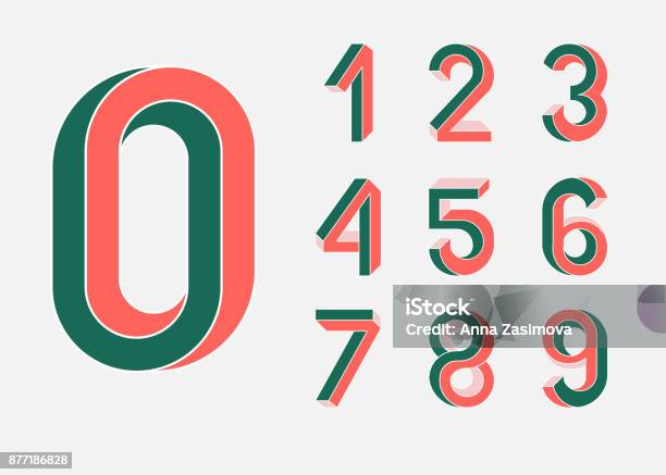 Impossible Shape Numbers Retro Style Colored Numbers In The Style Of The 80s Set Of Vector Numbers Constructed On The Basis Of The Isometric View Low Poly 3d Characters Vector Stock Illustration - Download Image Now