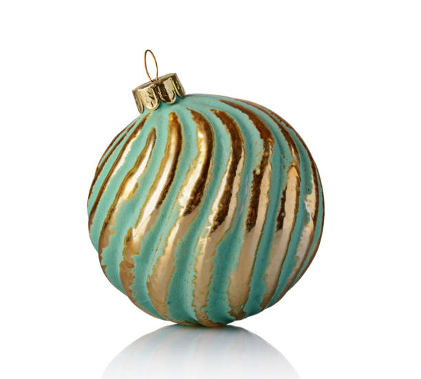 primer plano de la bola de navidad de oro vintage de lujo hermoso - glass ornament fotografías e imágenes de stock