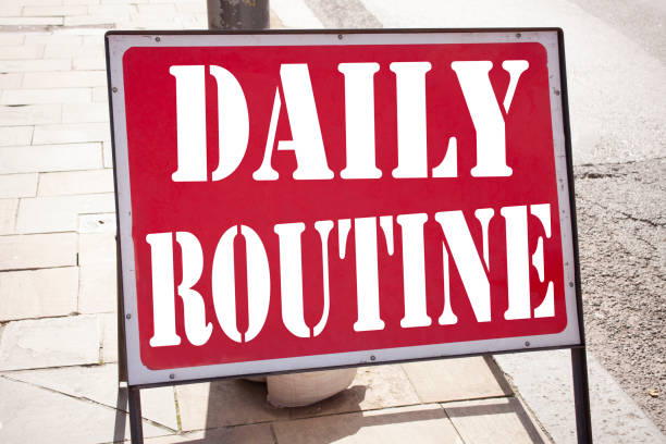 istock Conceptual hand writing text caption inspiration showing Daily Routine Business concept for Accuracy Procedure written on old announcement road sign with background and copy space 877194090