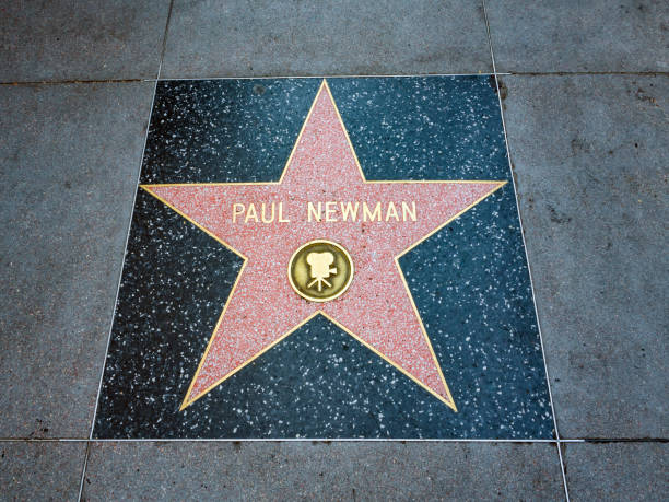 Paul Newman's Star, Hollywood Walk of Fame - August 11th, 2017 - Hollywood Boulevard, Los Angeles, California, CA, USA stock photo