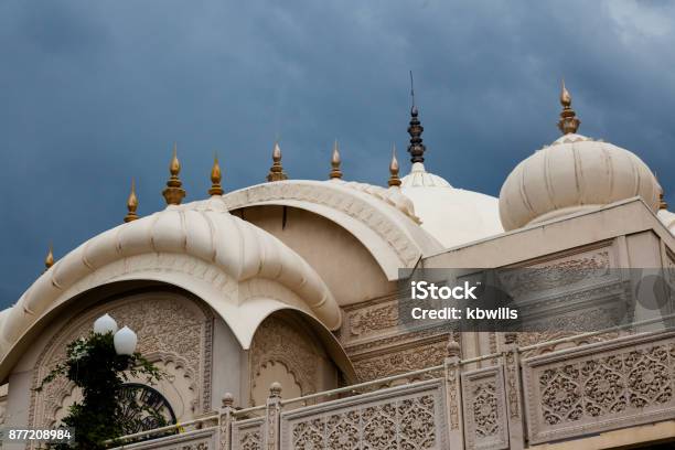 Architecture Detail Of Krishna Temple Spanish Fork Utah On Cloudy Day Stock Photo - Download Image Now