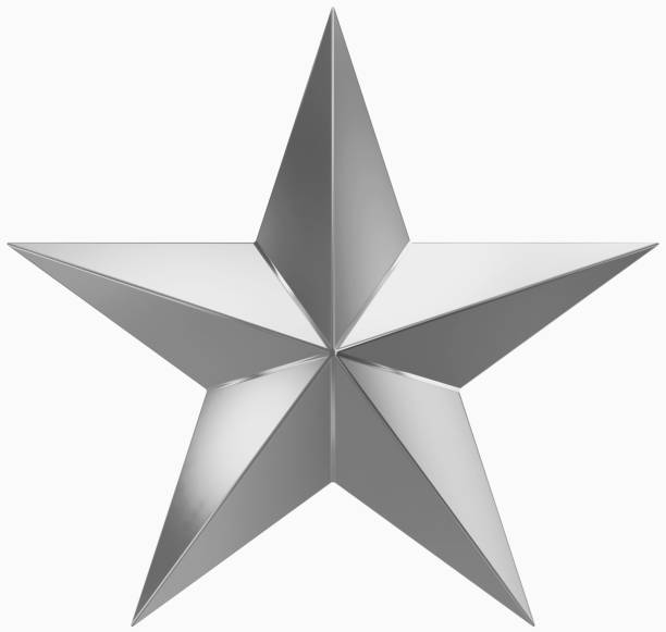 istock Christmas Star silver - 5 point star - isolated on white 877209784