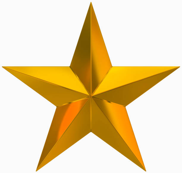 istock Christmas Star golden - 5 point star - isolated on white 877211542