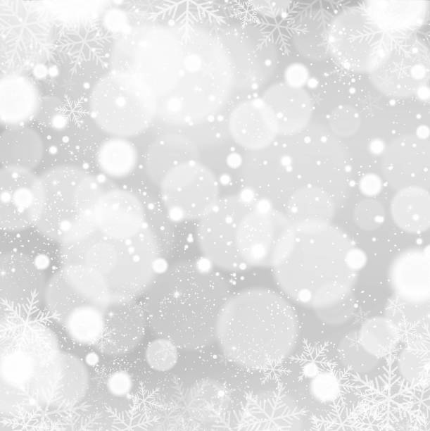 zimowe tło ze śniegiem i płatkiem śniegu - glitter silver star shape white stock illustrations