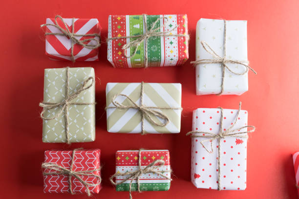 istock top view of various gift boxes on red table 877212412