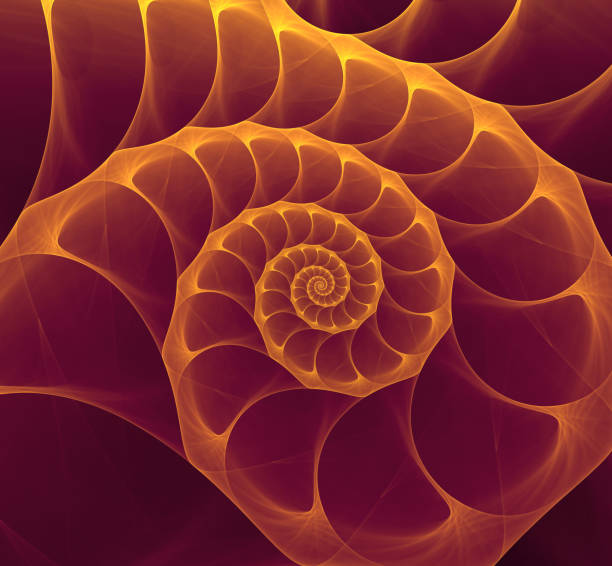 istock Abstract fractal purple gold nautilus shell spiral 877212912