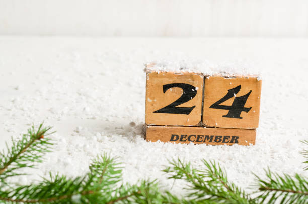 istock Eve, Christmas. December 24th. Winter time. Light blank for a postcard or congratulations. 877215760