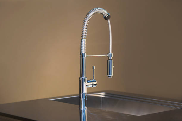 istock New high kitchen faucet design. Kitchen sink tap mixer 877216276