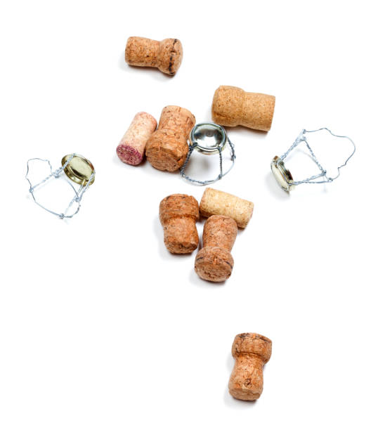 istock Corks from champagne wine and muselets after party 877219696