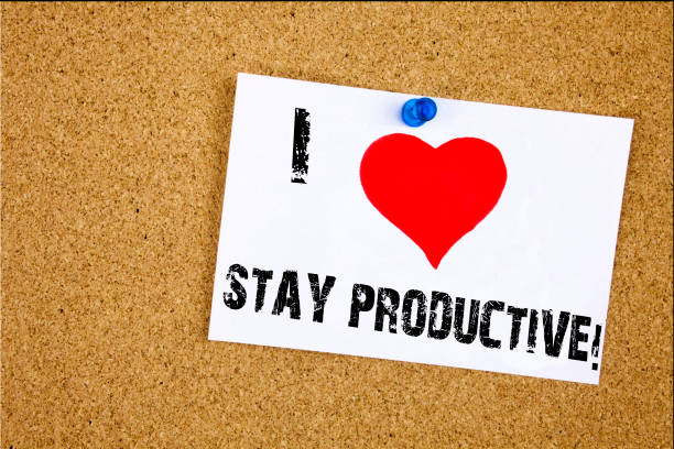 istock Hand writing text caption inspiration showing I Love Stay Productive concept meaning Concentration Efficiency Productivity Loving written on sticky note reminder isolated background copy space 877223404
