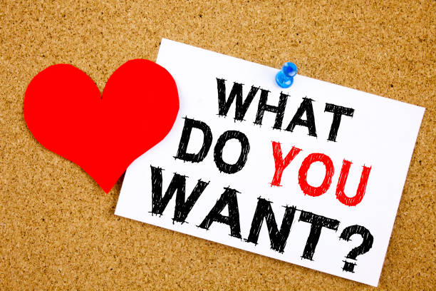 istock Conceptual hand writing text caption inspiration showing Question What Do You Want concept for Goal Motivation Plan and Love written on sticky note reminder cork background copy space 877223904