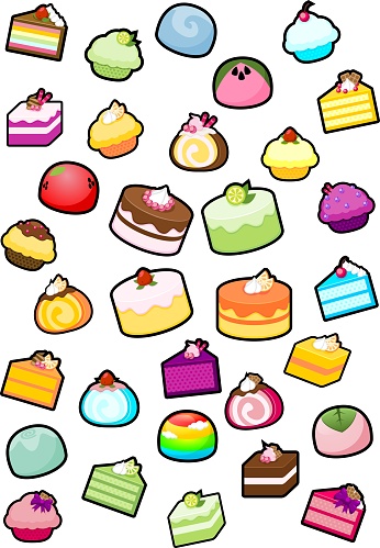 A collection of various cake illustrations