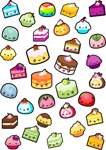 A collection of cute cake illustration