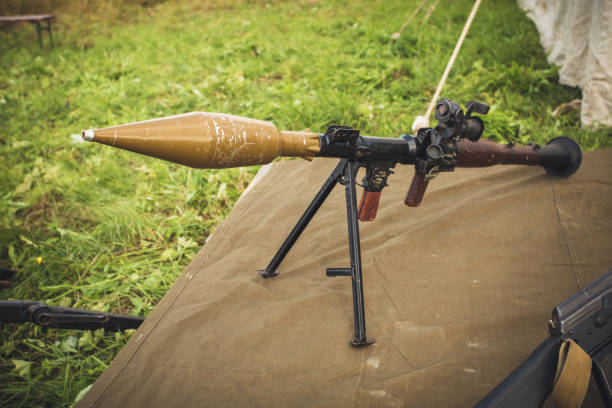 istock Antiarmor weapon bazooka on ground 877232412