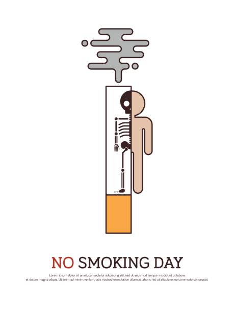 ilustrações, clipart, desenhos animados e ícones de não se pode fumar e anti tabaco conceito plana design - ideas tobacco product addiction anti smoking