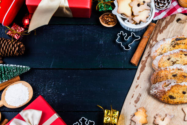 istock Christmas cookies background. Ginger dough for gingerbread, Christmas tree,Biscuits?Bread 877244412