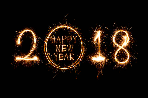 istock Happy new year 2018 written with Sparkle firework 877247064