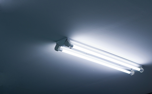 Neon Or Fluorescent Light Mounted On A Wall With Copy Space Stock Photo - Download Now - iStock