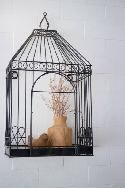 istock Dried little white flowers in vase 877257370