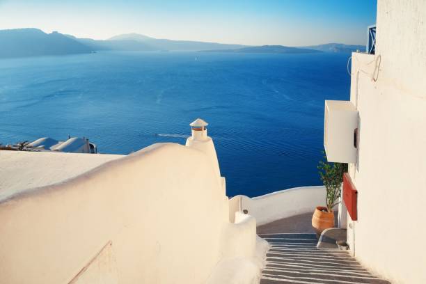 istock Santorini island street view 877270090