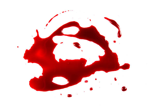 白い背景に分離されて出血スプラッシュ赤い血をドロップします。 - violent wind ストックフ�ォトと画像