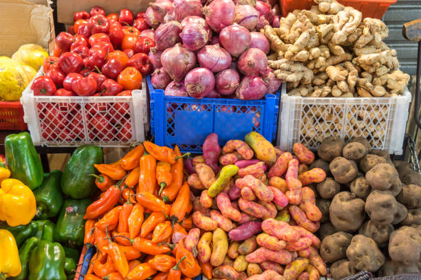 istock Mixed vegetables for sale at a market 877273934