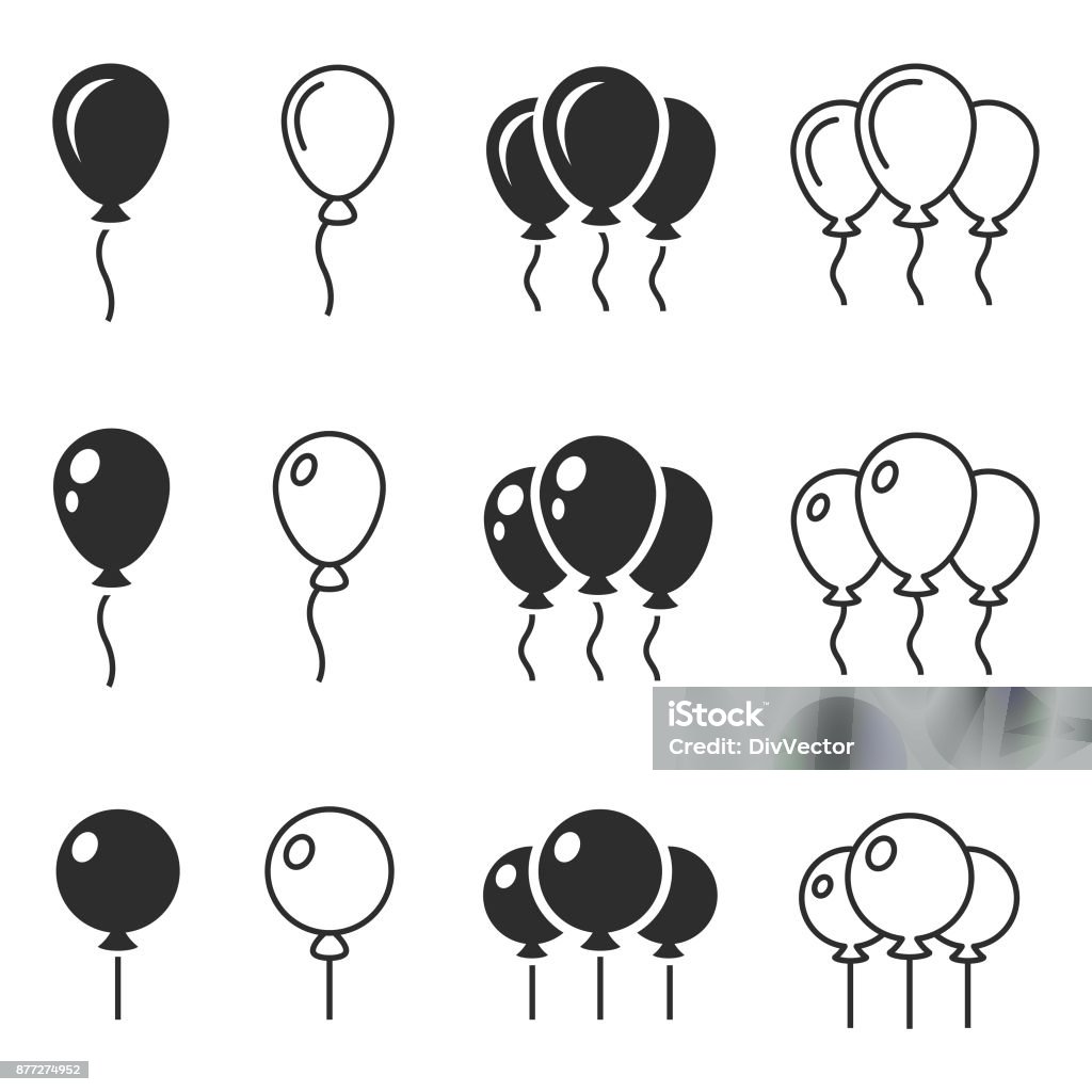 Вектор значка шара - Векторная графика Воздушный шарик роялти-фри