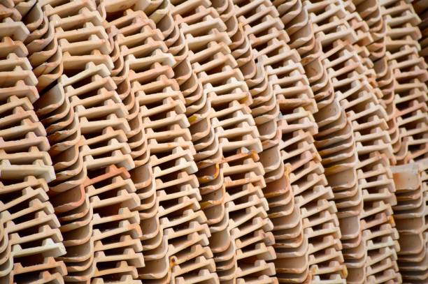 istock Clay roof tiles storage 877277006