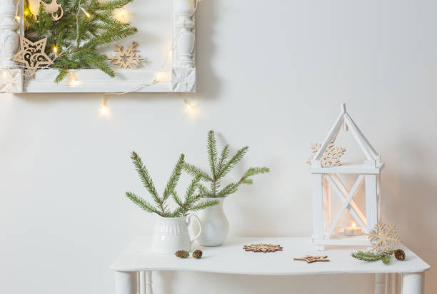 istock Christmas decoration on background  white wall 877281668