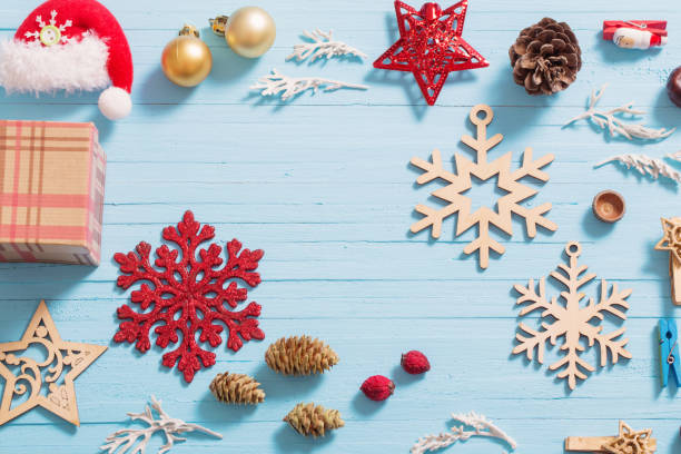 istock Christmas collection on wooden background 877281670