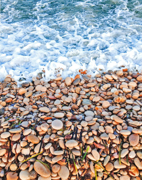 Part of the pebble beach and sea