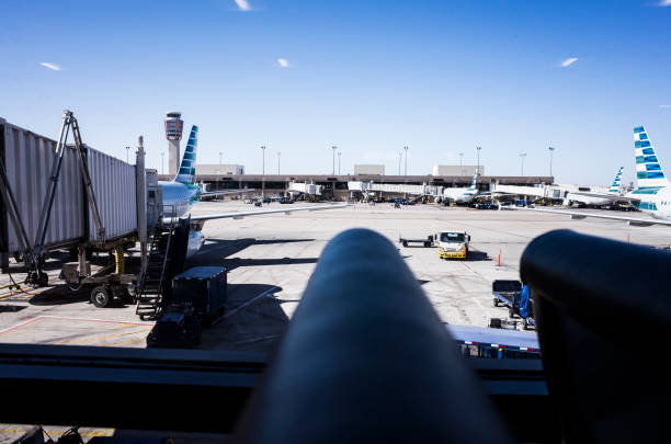 istock The airplane is stopped under the blue sky. 877284506