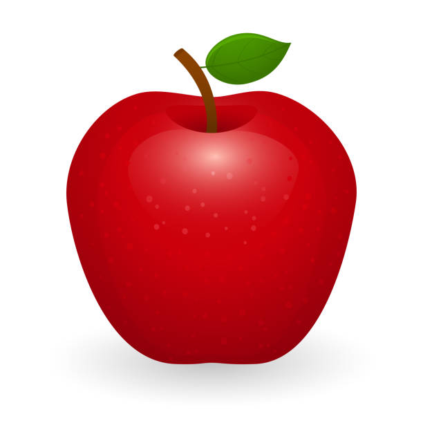 illustrations, cliparts, dessins animés et icônes de isolé pomme rouge - pomme