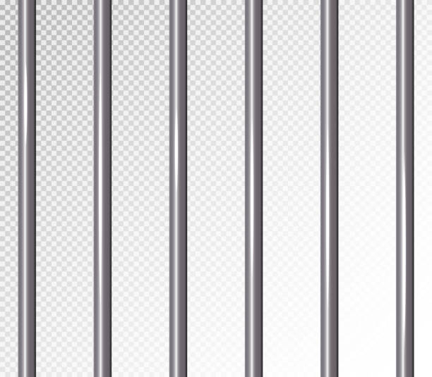istock Prison Bars Isolated Vector Illustration. Transparent Background. 3D Metal Jailhouse, Prison House Grid Illustration 877291394