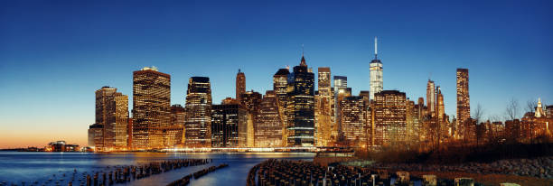 istock New York City downtown waterfront dusk 877301104