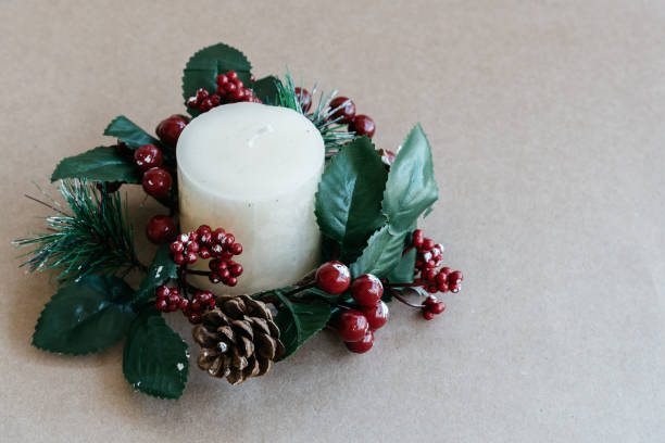istock Christmas holiday ornaments on rustic background 877301166