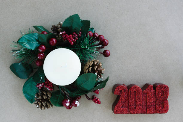 istock Christmas holiday ornaments on rustic background 877301480