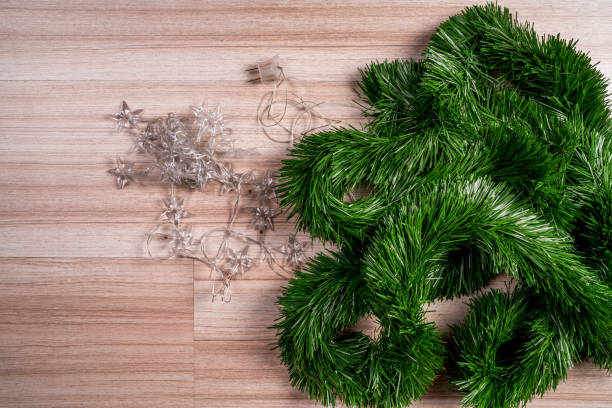 istock Star light for christmas tree, happy new year, copy space, top view. 877301548